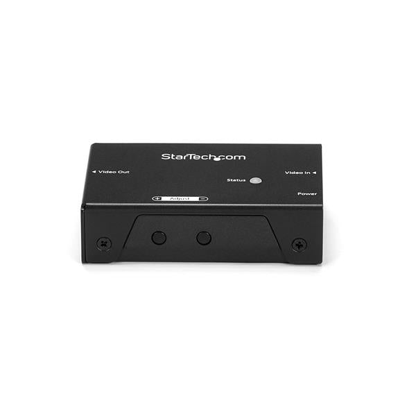 DisplayPort Signal Booster for 4K 60Hz resolution, enhances video signals over distances, features equalization adjustment buttons.