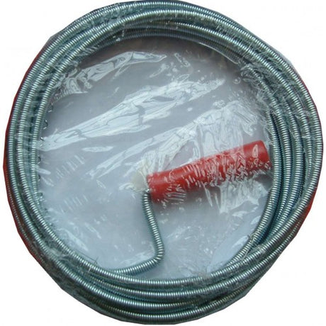 Drain Cleaner Spring Type with Handle, 5m x 9mm, features a robust spring and offset handle for effective clog removal.