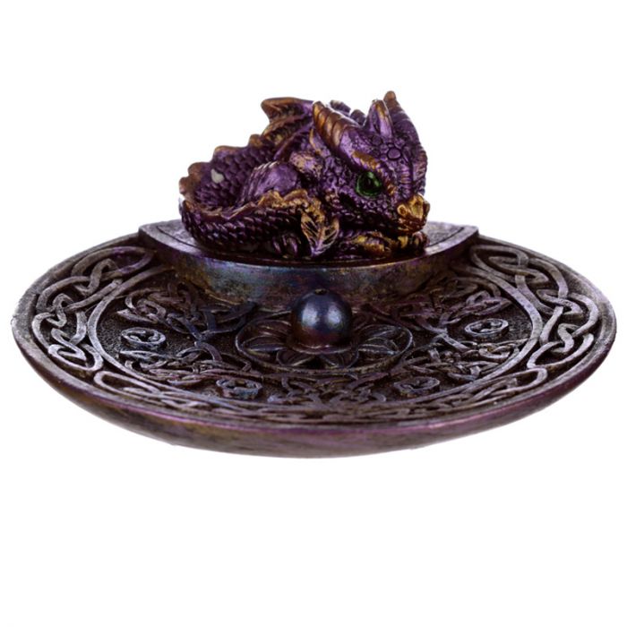 Intricately designed Baby Dragon Celtic incense stick burner dish, perfect for meditation and enhancing home decor.