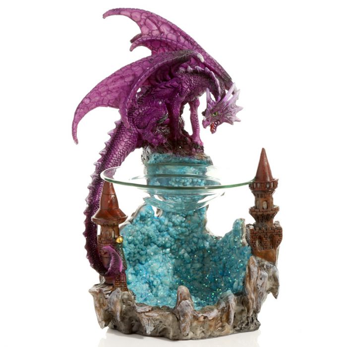 Dark Legends Crystal Ravine Castle Oil and Wax Burner, elegant with glass dish, perfect for creating delightful aromas and ambiance.