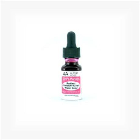 Dr. Ph. Martin's ALPINE ROSE watercolour in a 0.5 oz bottle, perfect for vibrant art, airbrushing, and mixed media.