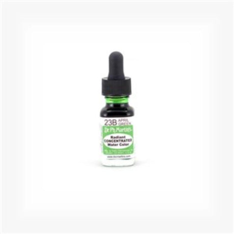 Dr. Ph. Martin's APRIL GREEN vibrant watercolour in 0.5oz glass bottle with eyedropper, perfect for artists and crafters.