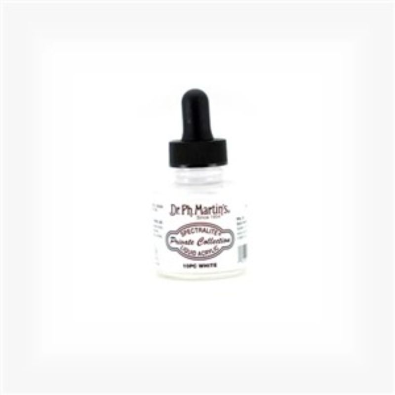 Dr. Ph. Martin's 1oz WHITE Spectralite Liquid Acrylics offer vibrant, lightfast color for versatile artistic projects.