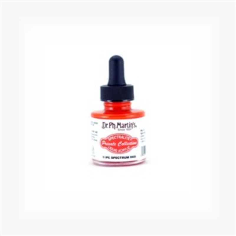 Dr. Ph. Martin's Spectrum Red liquid acrylic in 1oz, vibrant and versatile for various artistic applications.