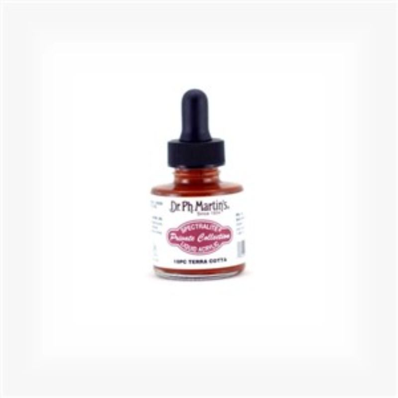 Dr. Ph. Martin's Spectralite Liquid Acrylics in Terracotta, 1oz bottle, offering vibrant, versatile, lightfast and waterproof paint for artists.