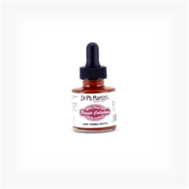 Dr. Ph. Martin's Spectralite Liquid Acrylics in Terracotta, 1oz bottle, offering vibrant, versatile, lightfast and waterproof paint for artists.