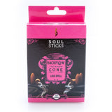 Backflow incense cones in a Love Spell scent, designed for aromatherapy and meditation with cascading smoke effects.