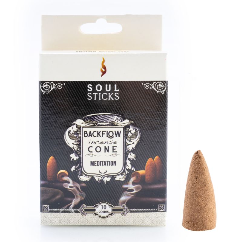 Backflow incense cones designed for meditation, creating a soothing, cascading smoke effect for tranquil home ambiance.