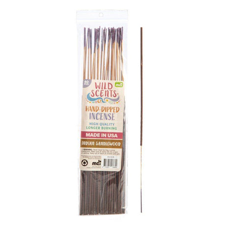 Sandalwood incense sticks in a vibrant bag, perfect for enhancing ambiance and promoting relaxation during yoga or meditation.