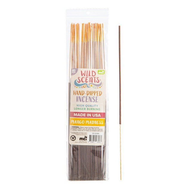 Hand-dipped incense sticks in Mango scent; ideal for aromatherapy, meditation, and creating a tropical ambiance.