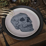 Skull-shaped paper napkins in a pack of 16, perfect for spooky themed gatherings and eco-friendly celebrations.