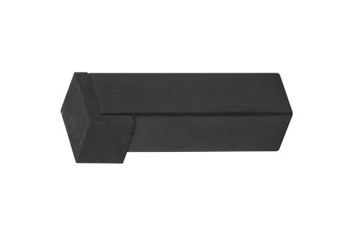 Square black powder coated door stop made of durable stainless steel, designed for stylish door support and protection.