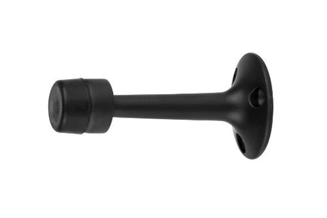 Black powder-coated stainless door stop, 36x74mm, designed for durability and elegance, perfect for any interior.