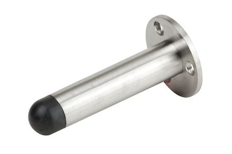 Brushed stainless steel wall-mounted door stop, 38x38x75mm, stylish protection for walls in modern interiors.