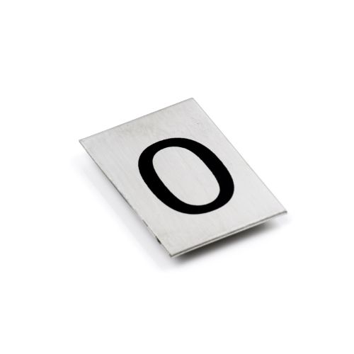 Black adhesive number/letter with brushed stainless steel finish, 50x29 mm, perfect for stylish signage and easy installation.