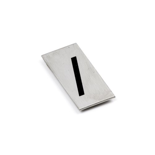 Brushed stainless steel adhesive letters/numbers in black, 50x20 mm, ideal for stylish signage and easy installation.