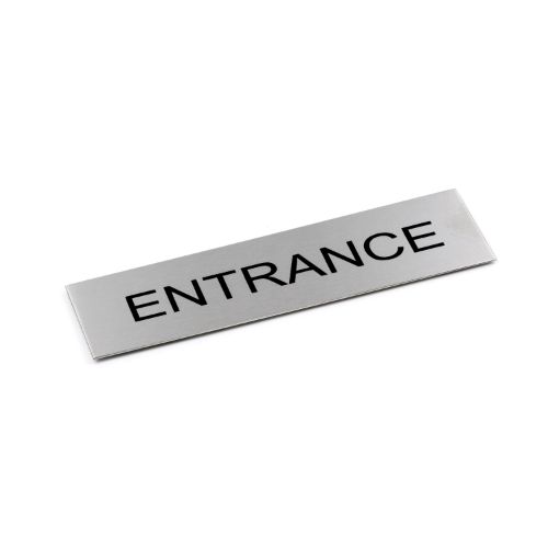 Adhesive "Entrance" sign in brushed stainless steel, 170 x 50 mm, ideal for stylishly marking entrances.