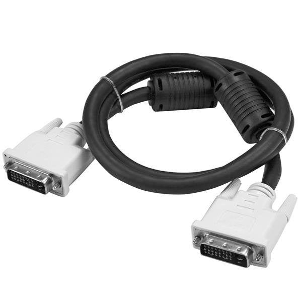 1m DVI-D Dual Link cable with two male connectors for high-definition video up to 2560x1600, ideal for monitors and projectors.