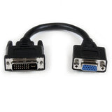 DVI to VGA adapter, 20cm length, connects DVI-I male to VGA female for seamless display connectivity with long-lasting durability.