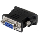 DVI to VGA adapter, black, converts DVI-I male to VGA female for seamless video connectivity with legacy displays.