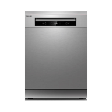 Midea Freestanding Dishwasher for 15 place settings, featuring 6 washing programs, silent operation, and advanced hygiene features.
