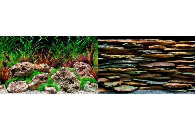 Aquawild/Slateways aquarium background roll, 30cm x 15m, features vibrant double-sided design for stunning aquatic displays.