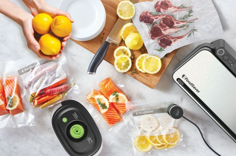 Sleek stainless steel vacuum sealer with customizable settings, preserving food freshness up to 5X longer.