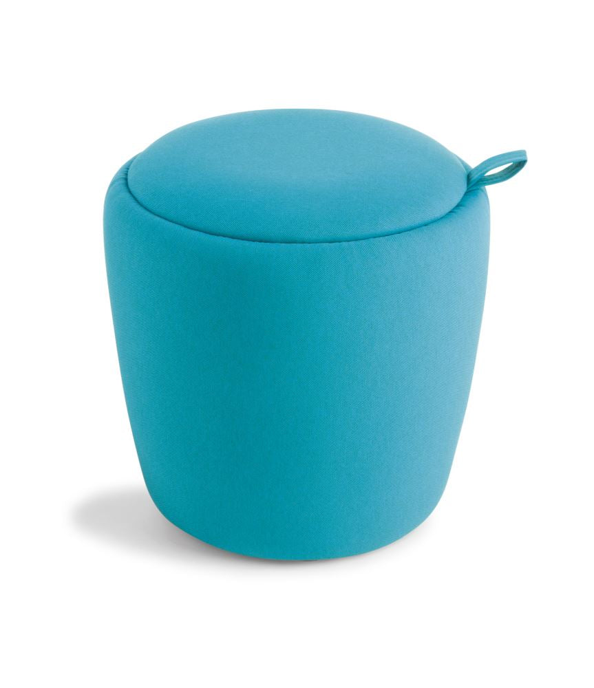 Ottoman Dome Upholstered in Era Everlasting, featuring a padded seat, compact size, and stylish design for versatile home use.