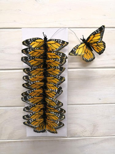 Artificial Craft Feather Monarch Butterfly x 12