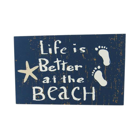 Beach-themed rustic MDF magnet measuring 11 x 7 cm, perfect for home decor and reminding you of coastal living.