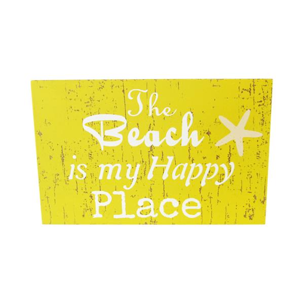 Beach Magnet Beach Happy is a rustic MDF magnet with beach vibes, measuring 11 x 7 cm, perfect for fridges and decor.