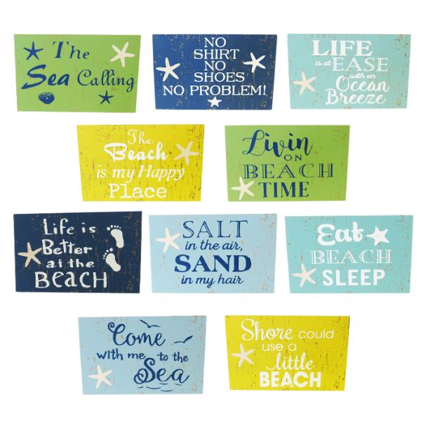 Set of 10 rustic beach-themed MDF magnets, perfect for adding coastal charm to your fridge or camper decor.