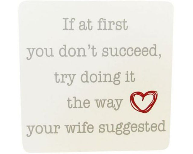 Humorous 10x10 cm magnet reading "Follow Wife," perfect for adding fun to your fridge or magnetic surfaces.
