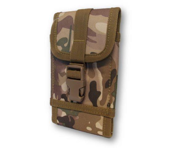 Camo UK mobile pouch for secure storage of phones and essentials, features belt loops and a carabiner ring for hands-free carry.