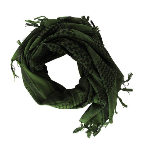 Olive Green CA Scarf Shemagh in cotton, versatile for outdoor use, protects against sun and wind, stylish accessory.