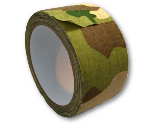 Camo duct tape on a 10m roll, 5cm wide, ideal for outdoor projects, repairs, and crafts with a stylish camouflage design.