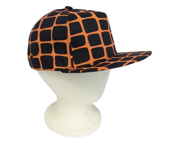 Vibrant orange and navy cap with a flat peak, adjustable fit, perfect for sun protection and stylish casual wear.