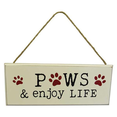 Charming Pet Word Art Sign - Paws in MDF, featuring whimsical typography, 25 x 10 cm, perfect for pet lovers' decor.