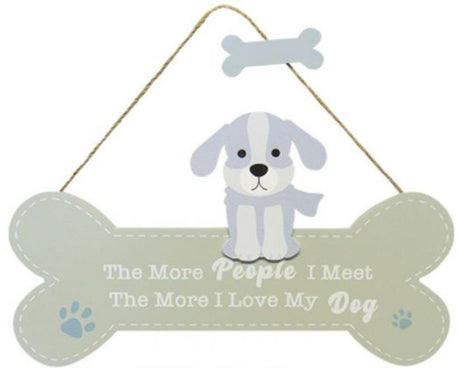 Bone-shaped wooden wall sign reading "Love My Dog," perfect for dog lovers and home décor, measuring 30 x 18 cm.