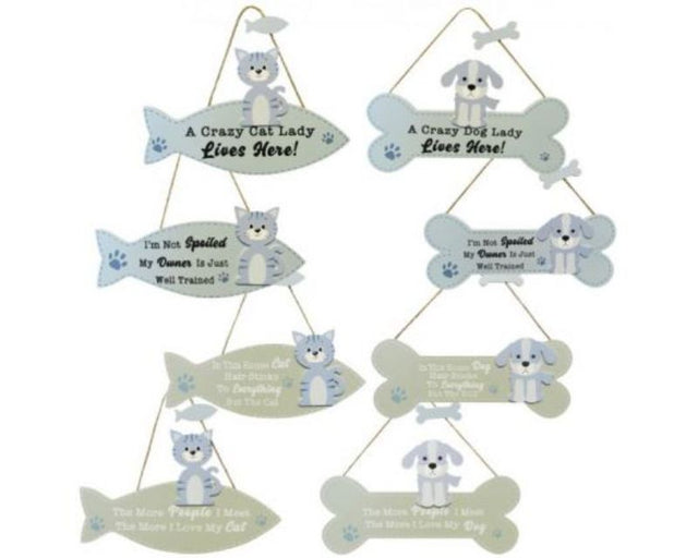 Set of 8 whimsical wooden fish and bone hangers for organizing pet gear, ideal for pet lovers' home decor.