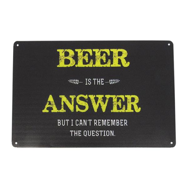 Retro 30cm x 20cm tin sign featuring vibrant beer-themed design, perfect for man caves or kitchens.