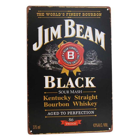 Art Tin Beam Black Sign featuring vintage design, sleek black finish, and a size of 30cm x 20cm, perfect for home decor.