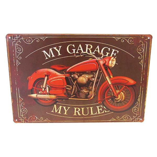 Wall Art - Art Tin Biker Garage Rules