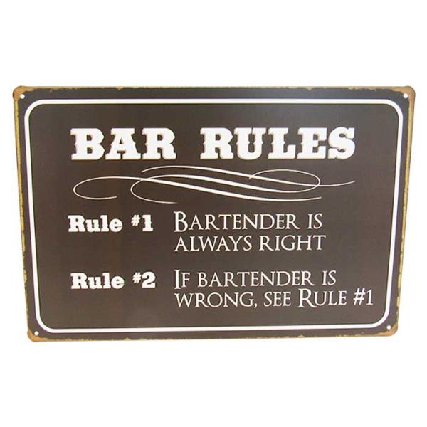 Wall Art - Art Tin Bar Rules Sign