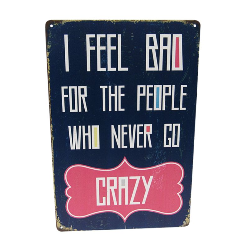 Vibrant retro tin art sign measuring 30cm x 20cm, perfect for adding a quirky touch to any decor.