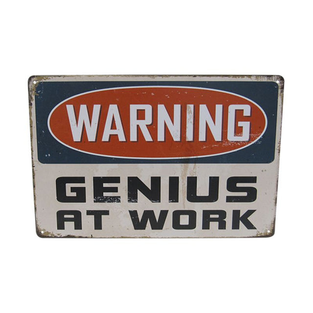 Retro-inspired Art Tin - Genius (30cm) wall sign, vibrant colors, perfect for adding personality to any decor.