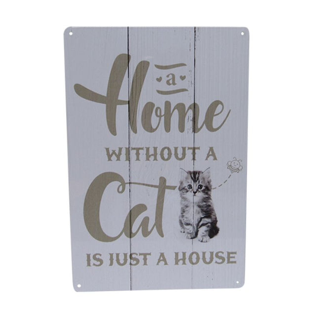 Whimsical 30cm retro tin sign featuring an adorable cat design, perfect for home decor and cat lovers.