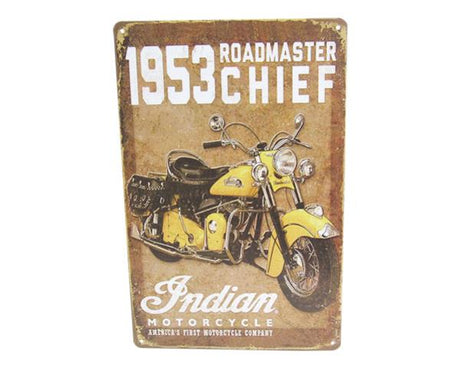 Colorful Art Tin Indian Chief Sign, 30cm x 20cm, capturing Native American heritage and retro charm for home decor.