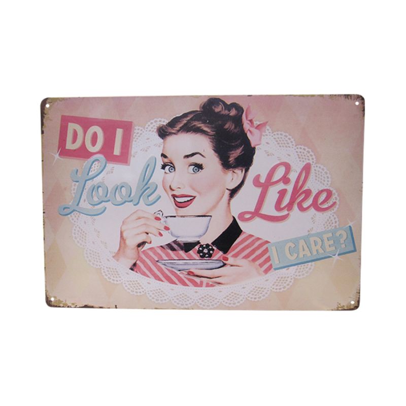 Art Tin - Look Care (30cm) features a colorful, retro design perfect for home or office decor.