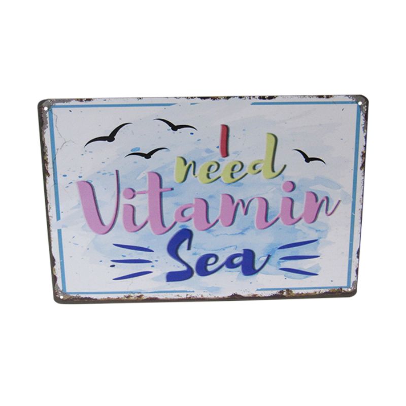 Colorful 30cm tin art sign featuring retro coastal design, perfect for beach lovers and vibrant home decor.